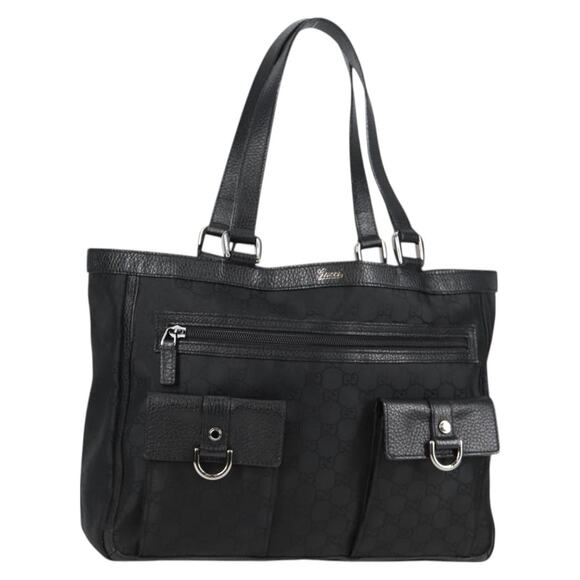 GUCCI GG Canvas Abbey Tote Bag Outlet Black Silver - Picture 1 of 16